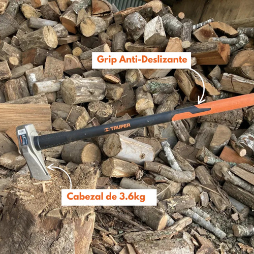 Hacha Para Partir Leña Truper Con Mango De Fibra 3.6kg 90cm