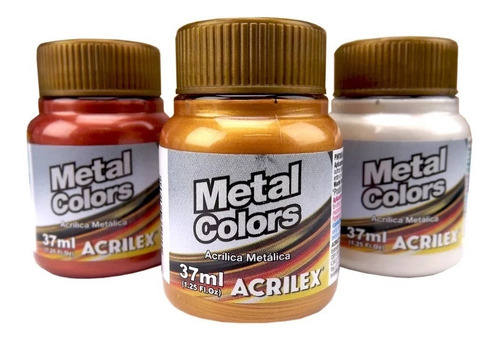 Kit 15 Tinta Acrílica Metálica Metal Colors 37ml Acrilex