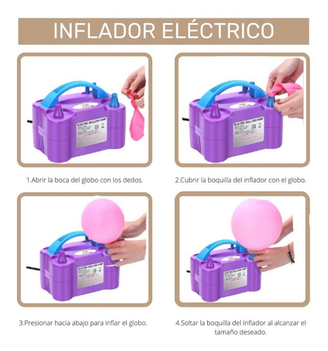 Inflador Eléctrico Para Globos Doble Boquilla Cumpleaños
