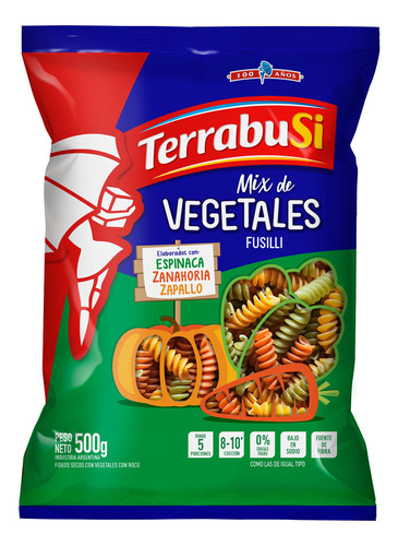 Fideos Terrabusi 3 Vegetales Fusilli 500gr