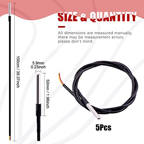 Sensor De Temperatura Ds18b20 Impermeable - 5 Unidades 1m/3.