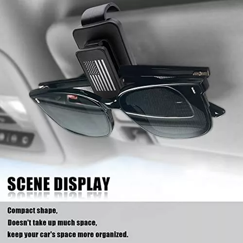  CQLJXKJ Paquete de 2 soportes de lentes de coche ABS para  visera de sol, soporte de gafas de sol, soporte para gafas de sol, soporte  para colgar y clip para tarjetas