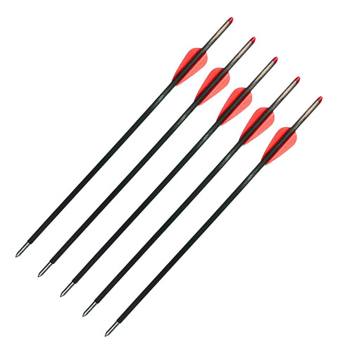 Flechas Fibra Carbono 12 '' Ballesta Punta Metálica X5 Color Negro
