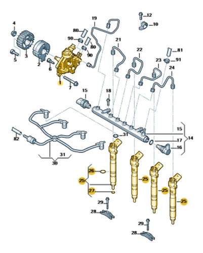 Imagem 8 de 10 de Kit 4 Bicos Injetores + Bomba Amarok Original 03l130277q