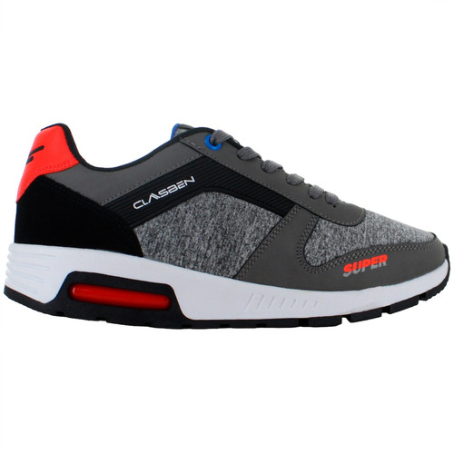 Clasben Tenis Casual Correr Confort Gris Negro Juvenil 83739