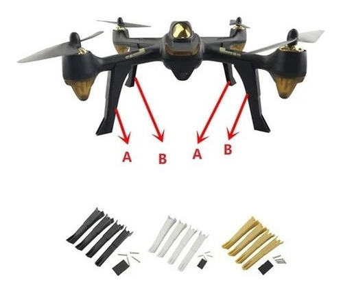 Skids De Pouso Do Drone Hubsan H501s Preto, Dourado E Branco