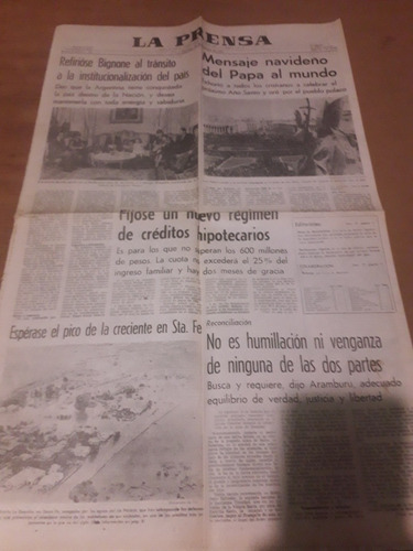 Diario La Prensa 26 12 1982 Borges Exiliados Inundaciones 