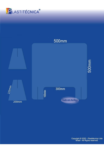 Barreira Desmontável Em Acrílico 100% Cristal 50x50cm X 2mm