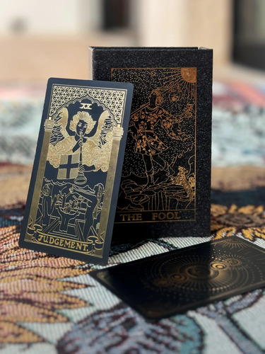 Cartas Mazo Tarot Foil Black Negro Dorado Resistentes