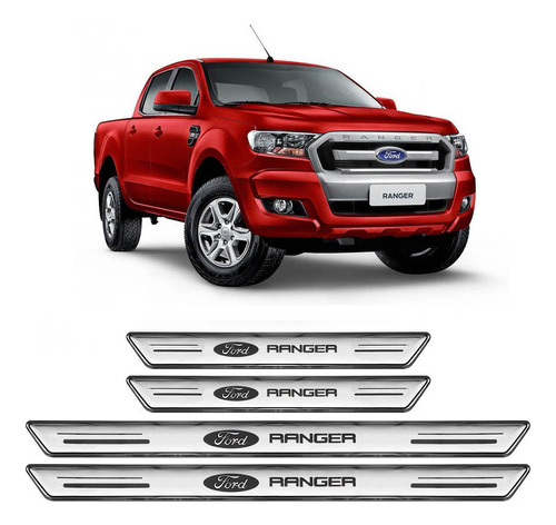 Soleira Platinum Ford Ranger 1995 A 2020 4 Peças Prata Sp162