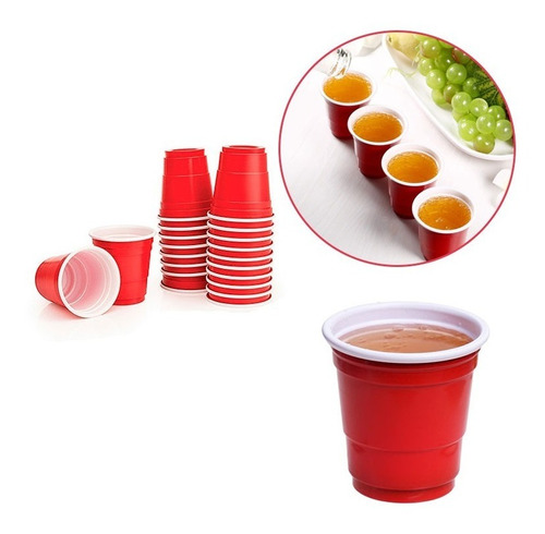 Pack 30 Uds Vasos Rojos Pequeños Desechables Tipo Shot Color Rojo