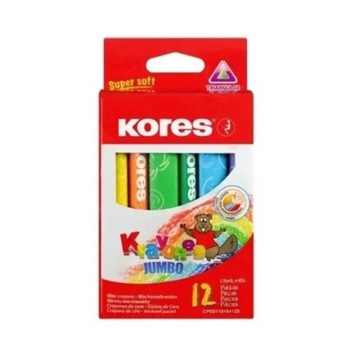 Crayolas De Colores Kores Krayones Jumbo Triangular 12 Pz.