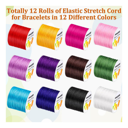 Banda Elástica Paxcoo Para Pulseras, 12 Rollos, Hilo