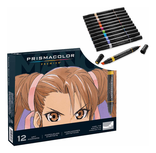 Marcador Prismacolor Premier 12 Colores Manga