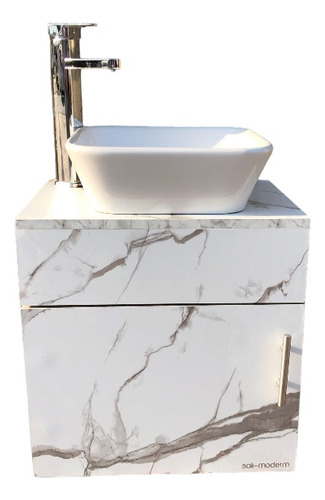 Gabinete Para Baño+ Lavabo Blanco+  Llave Monomando  Cromo