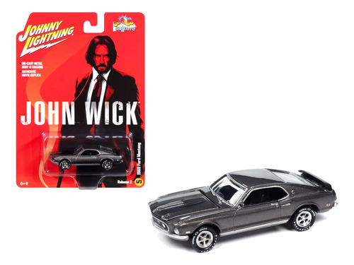 Johnny Lightning John Wick Ford Mustang Mach I 1969 1/64 Color Plateado