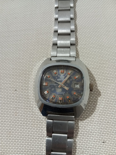 Reloj Pulsera Framont Automatico Funcionando - Antiguo . Plateado Plateado Azul (Usado)