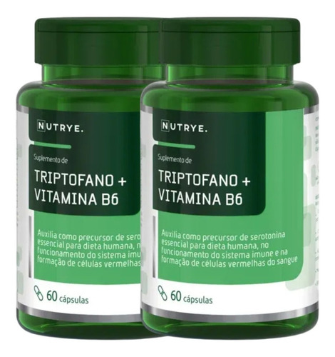 Kit 2 Triptofano 500mg + Vitamina B6 Qualidade Sono E Humor Sabor Sem Sabor