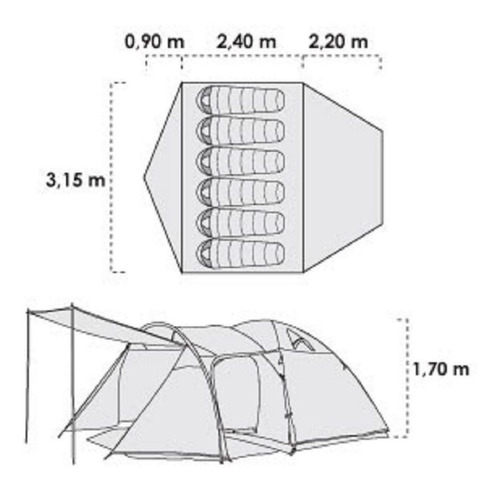Imagen 2 de 6 de Carpa 6 Personas Doite Licanray Xr6 Camping Comedor Iglu