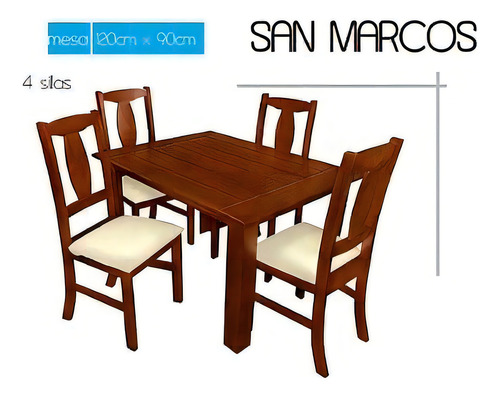 Comedor San Marcos 4 Sillas - Nogal Këssa Cdmx