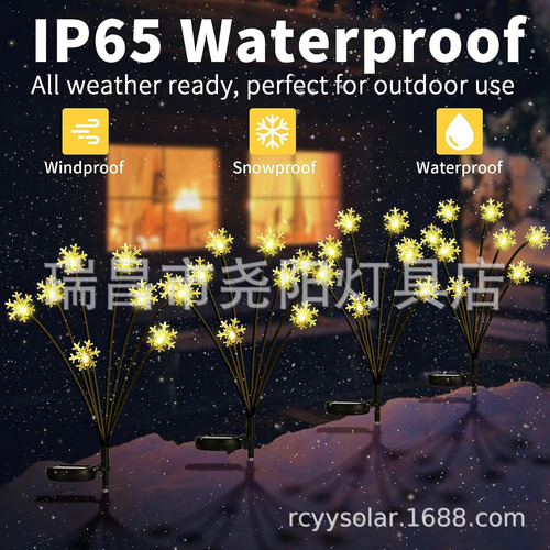 6 Luces Solares Decorativas De Navidad, 8 Copos De Nieve