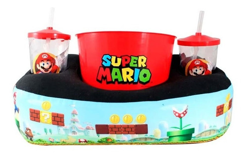 Almofada De Pipoca + Balde + Copos - Super Mario Original