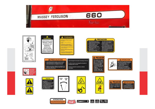 Calcomanías Para Tractor Agrícola Mf 650 4wd En Español