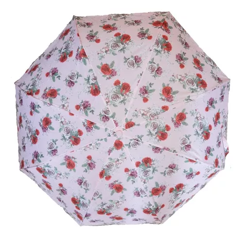 Paraguas antiviento estampado ribete rosa - Paraguas largo Mujer