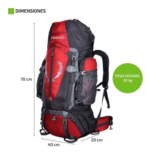 Imagen 3 de 9 de Mochila Tactica De Camping Y Trekking Mochilero 80 Litros