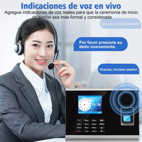 Reloj BOOHHAIKEJI TIMMY Checador Digital Huella Biometrico Software USB Internet Negro