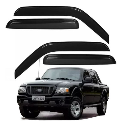 Calha De Chuva Ford Ranger Cab. Dupla 2001 02 03 04 2005 4p