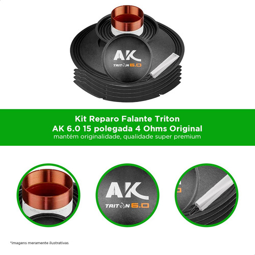 Kit Reparo Falante Triton Ak 6.0 Cse 15 Pol 4 Ohms Original