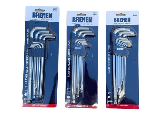 Juego Llaves Allen Largas En PuLG Punta Bola X 9 Bremen 3971