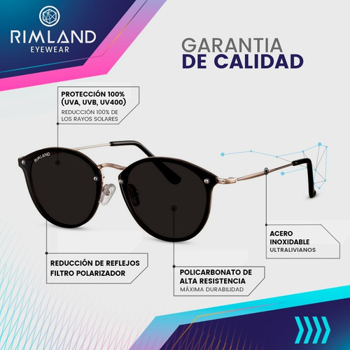 Imagen 8 de 10 de Anteojos De Sol Lentes Sol Rimland Moonshine Premium