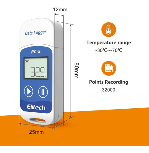 Data Logger Elitech Rc-5 Usb Temperatura Termómetro Digital