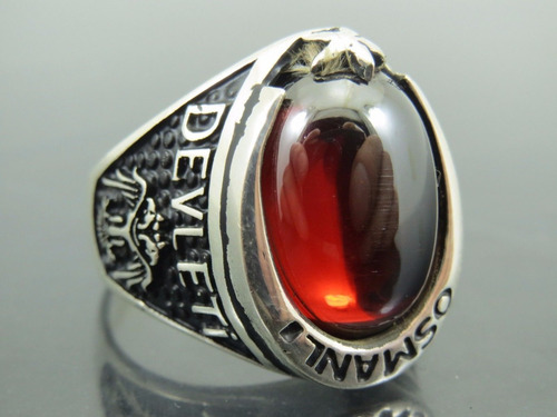 Anillo Turco Hecho A Mano Plata Ley Talla 12 (granate) M4o