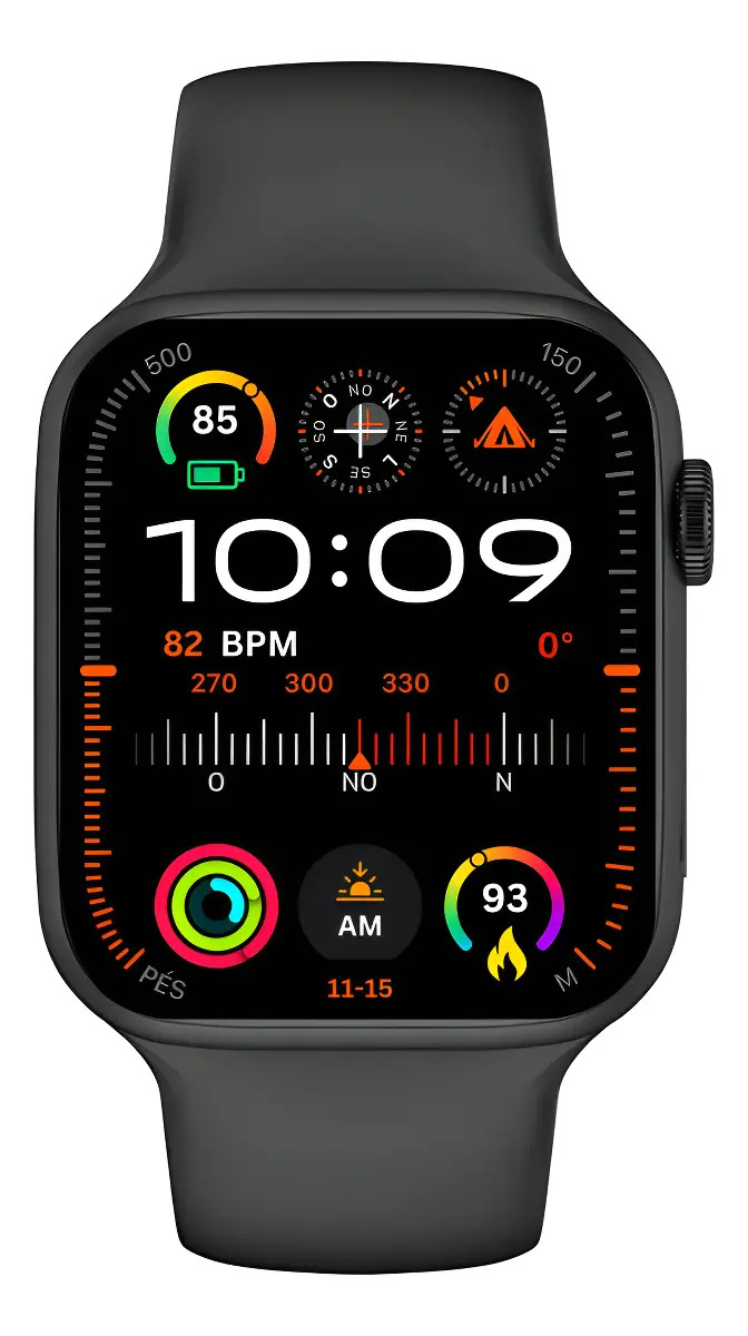 Smartwatch Microwear Watch X Pro Series 10 com GPS e NFC, Preto