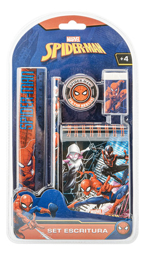 Set Escritura Marvel Escolar Spiderman Original 5pcs El Rey