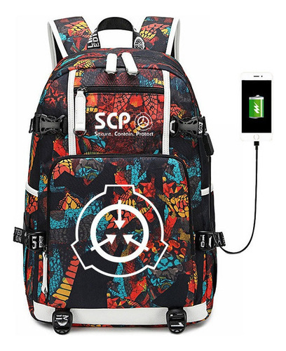L Scp Game Usb Port Mochila Bolsa Libro Escolar Estudiantes
