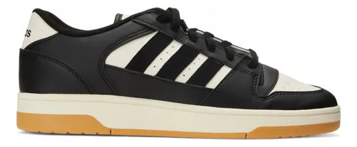 Vista lateral do Tênis Adidas Break Start na cor preta com listras brancas e solado bege