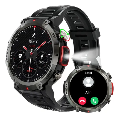 Smart Watch Impermeável Militar De Bluetooth 1,85polegada Preto Esportes Preto Preto