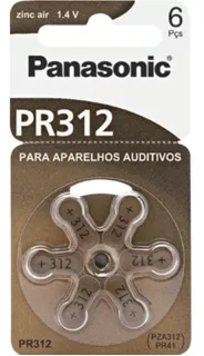 Pilha Auditiva Pr312 Panasonc Cx Com 10 Cartelas Com 6 Un