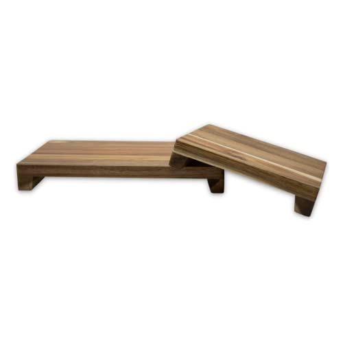 | Juego De 2 Soportes De Pedestal De Madera De Acacia N...