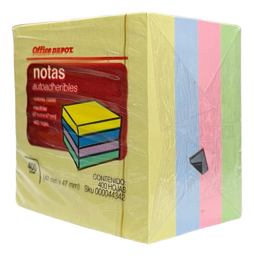 Mini Notas Adhesivas 47x47mm Color Pastel 2x2 Cubo 400 Hojas