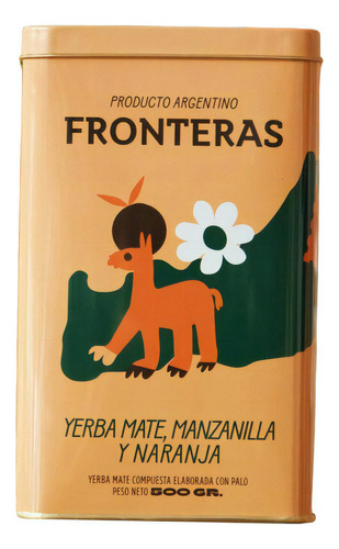 Yerba Mate Fronteras Manzanilla Y Naranja Lata De 500gs