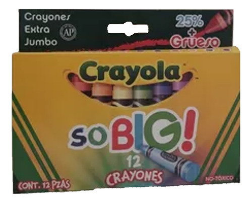 Caja 12 Crayones Extra Jumbo Crayola So Big 2 Pzs