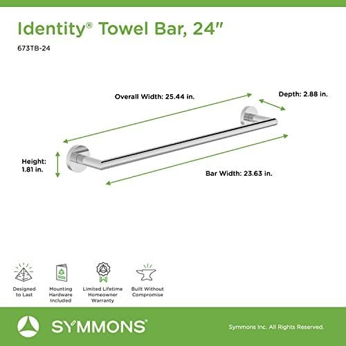 Symmons 673tb-24 Identity 24 Pulgadas Toallero Montado En La