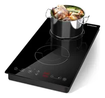 Comprar Parrilla de Inducción de 2 Zonas Vertical 2000W, Estufa de Inducción Empotrable con Enchufe 110V-120V, Potencia y Temperatura Ajustables, Cocción Rápida, Ahorro de Energia, Sistema de Seguridad