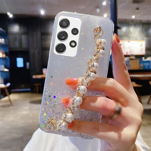 Funda Con Sujetador Perlas Brillo Para Huawei Y Xiaomi + 20d