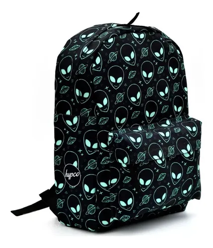 Mochila Negra Aliens Extraterrestres Backpack